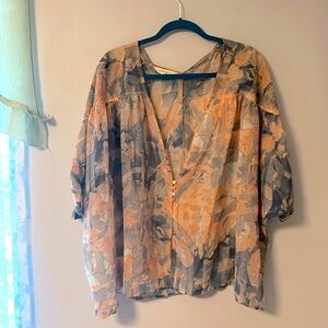 Cute! BGBGeneration Flowy Pink & Gray Abstract Print Top